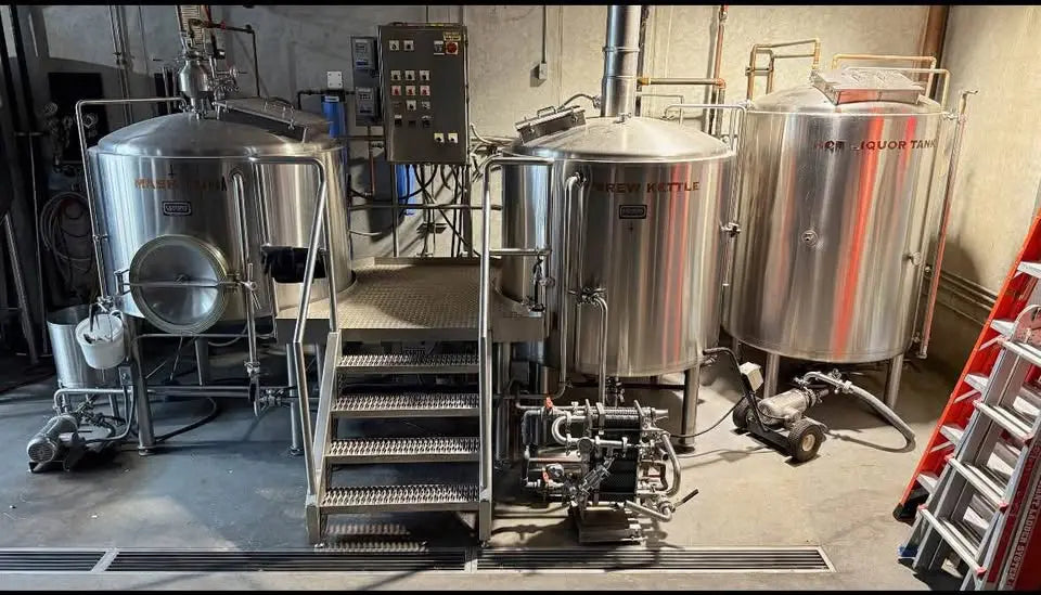 Century 10bbl Steam Brewhouse– Complete System w/ MT, BK, HLT, Platform & Pumps