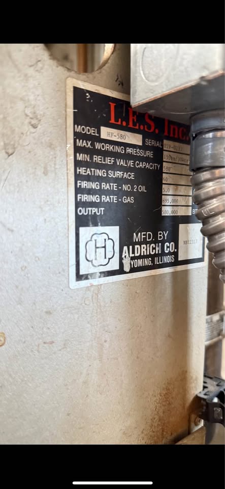 Aldrich L.E.S. HF-580 Boiler with Blowdown Tank – 580,000 BTU