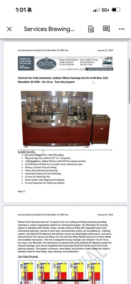 Palmer 12-Head Rotary Isobaric Canning Line – 35 CPM