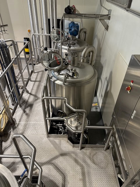 (Reduced!) Lehui 4bbl Steam Brewhouse – Mash/Lauter, Boil Kettle, HLT/CLT Combow/ Controls& Platform