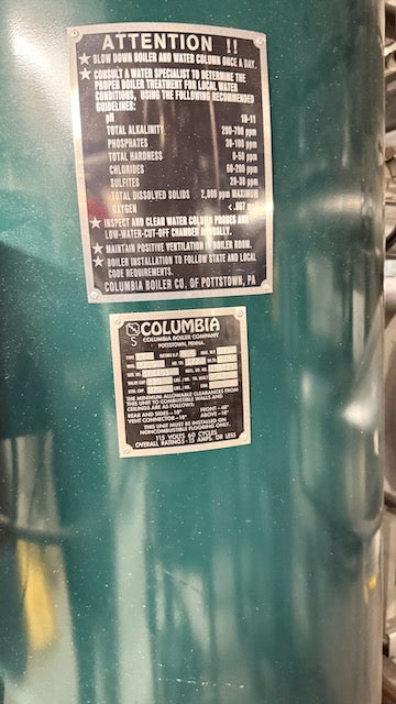 (Reduced!) Columbia 9.5 HP Steam Boiler (~318,000 BTU/hr) –
